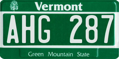 VT license plate AHG287