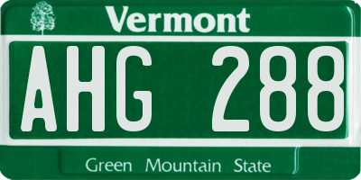 VT license plate AHG288