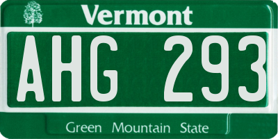VT license plate AHG293