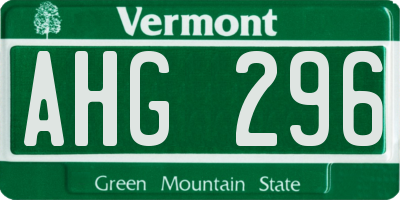 VT license plate AHG296