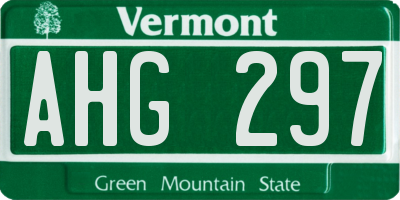 VT license plate AHG297