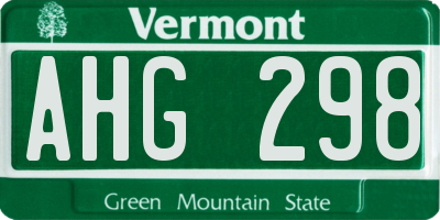 VT license plate AHG298