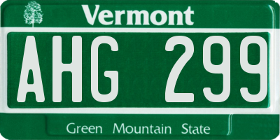 VT license plate AHG299