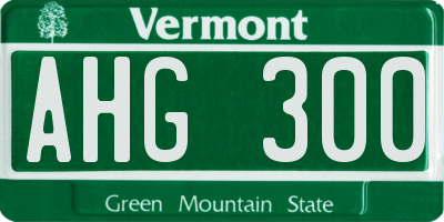 VT license plate AHG300
