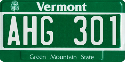 VT license plate AHG301