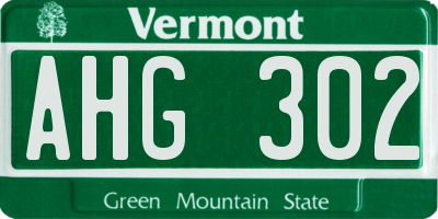 VT license plate AHG302