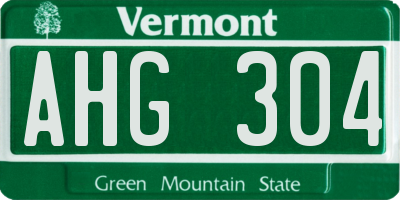 VT license plate AHG304