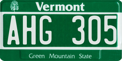 VT license plate AHG305