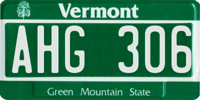 VT license plate AHG306