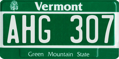 VT license plate AHG307