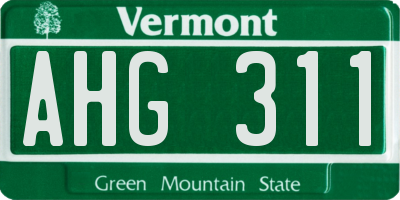 VT license plate AHG311