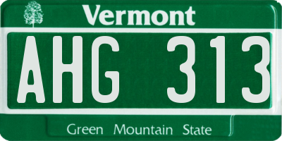 VT license plate AHG313