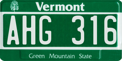 VT license plate AHG316