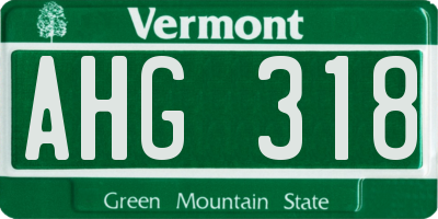 VT license plate AHG318