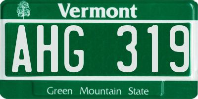 VT license plate AHG319