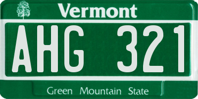VT license plate AHG321