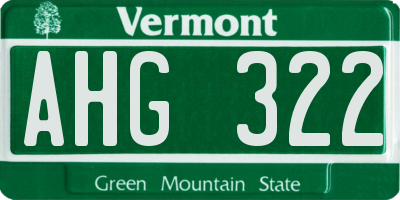 VT license plate AHG322