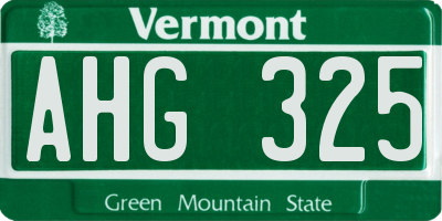 VT license plate AHG325