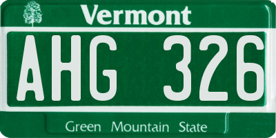 VT license plate AHG326