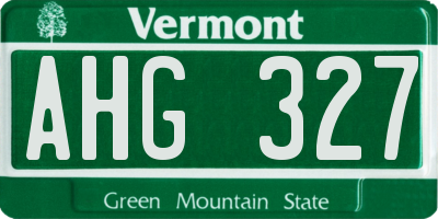 VT license plate AHG327