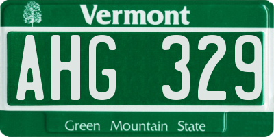 VT license plate AHG329