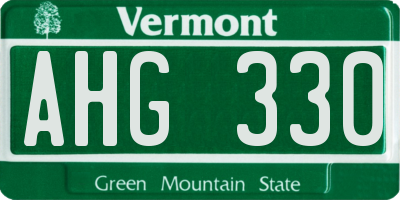 VT license plate AHG330