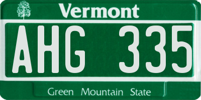 VT license plate AHG335