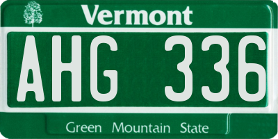 VT license plate AHG336