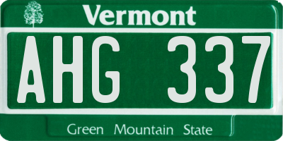 VT license plate AHG337