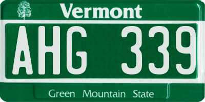 VT license plate AHG339