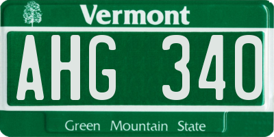 VT license plate AHG340