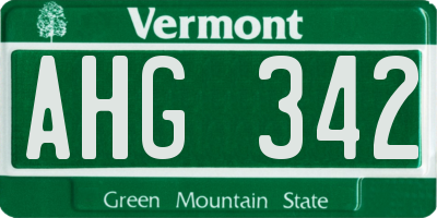 VT license plate AHG342