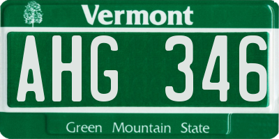 VT license plate AHG346