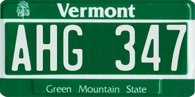 VT license plate AHG347