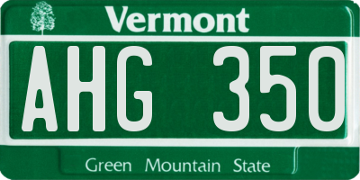 VT license plate AHG350