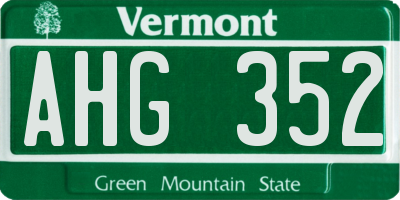 VT license plate AHG352