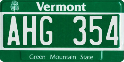 VT license plate AHG354
