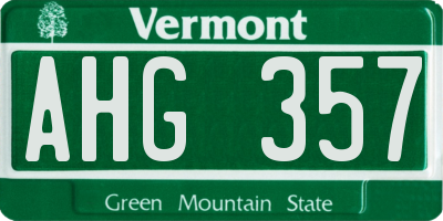 VT license plate AHG357