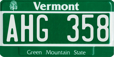 VT license plate AHG358