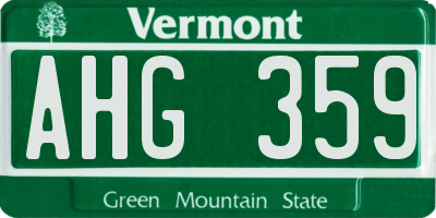 VT license plate AHG359