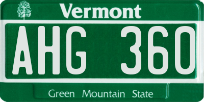 VT license plate AHG360