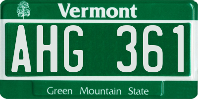 VT license plate AHG361