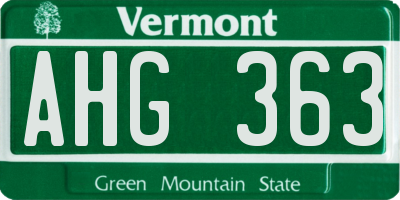 VT license plate AHG363