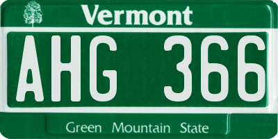 VT license plate AHG366