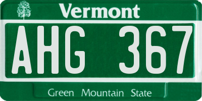 VT license plate AHG367