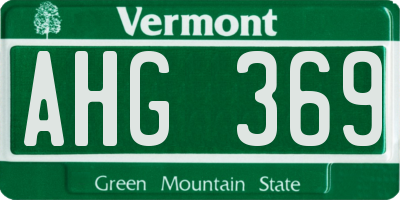 VT license plate AHG369