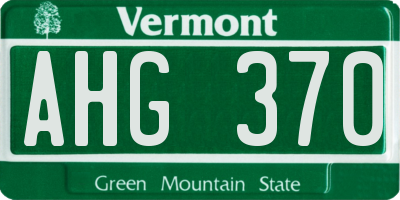 VT license plate AHG370