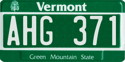 VT license plate AHG371