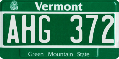 VT license plate AHG372