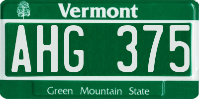 VT license plate AHG375